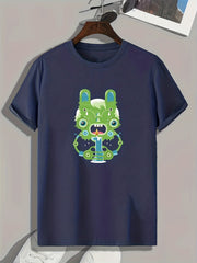 Cartoon Print Men's Graphic T-shirt for Summer