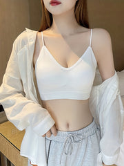 4pcs Ribbed Cami Crop Tops Spaghetti Strap Top