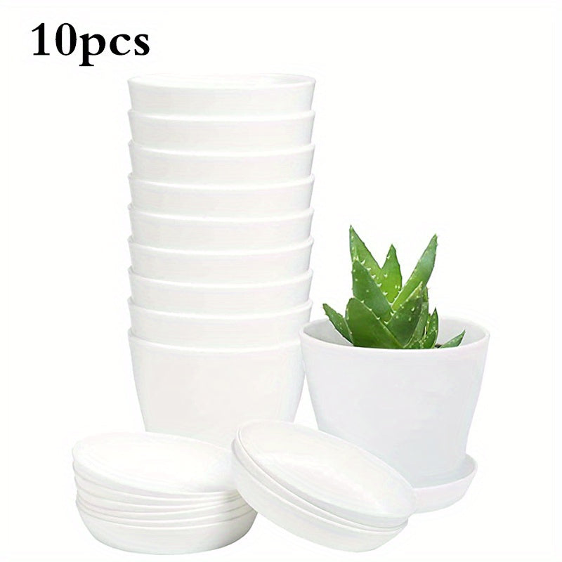 10pcs Plastic Planters Modern Decorative Gardening Containers for Home Garden