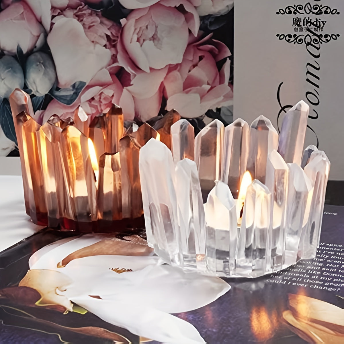 Crystal Cluster Tealight Candle Holder Mold Silicone DIY Jewelry Ornament Plate