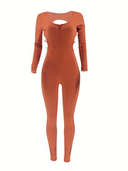 Slim Backless Jumpsuit Solid Casual Women's Clothing