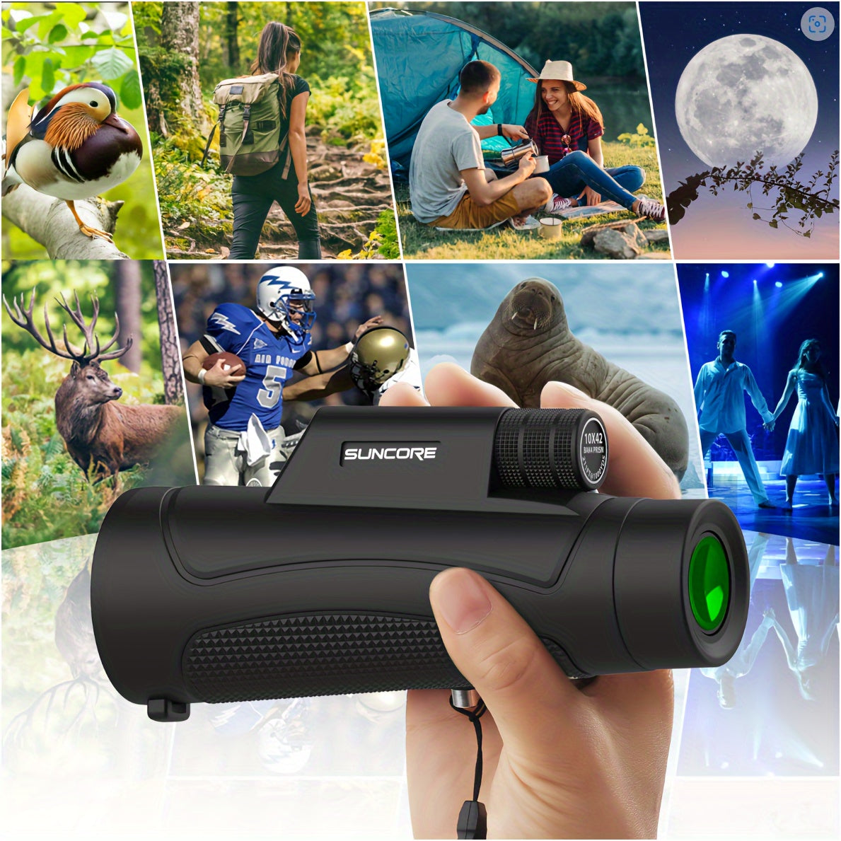 Compact 10x40 Monocular Telescope for Outdoor Camping