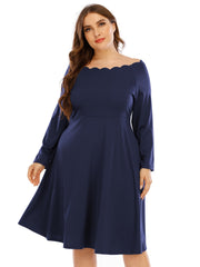 Off Shoulder Midi Dress Women's Plus Stretchy Dress
