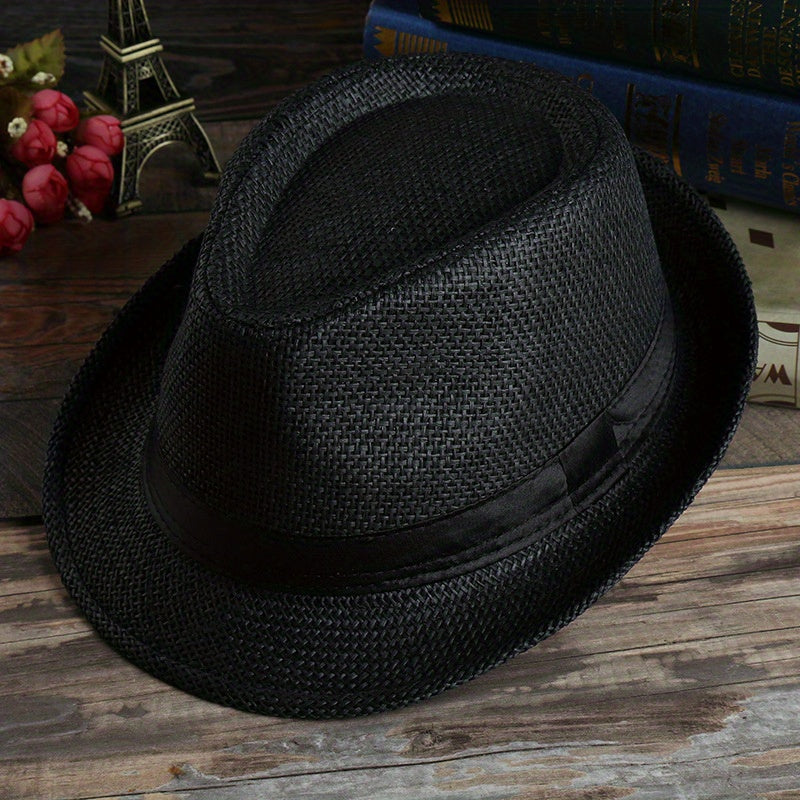 Men Straw Woven Sunshade Breathable Hat Sunscreen Sun Hat Jazz Hat