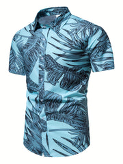 Men's Slim Short Sleeve Shirts with Flower Print