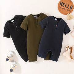 Baby Boys Short Sleeve Cotton Rompers 3pcs Set