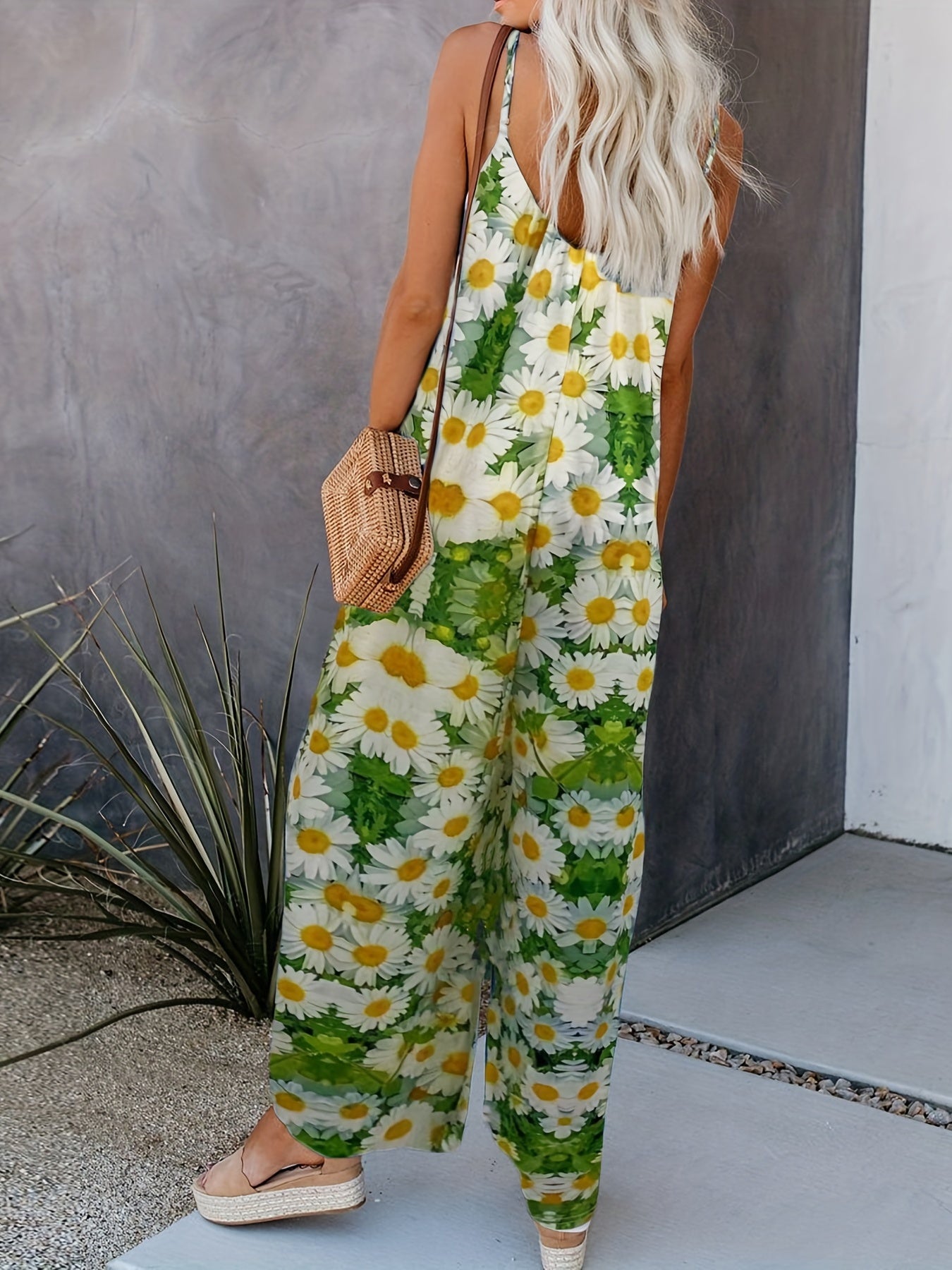 Floral Wide Leg Jumpsuit Backless Cami for Spring & Summer
