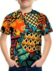 Kids Stylish Geo Graphic T shirt 3D Print Short Sleeve Street Wear