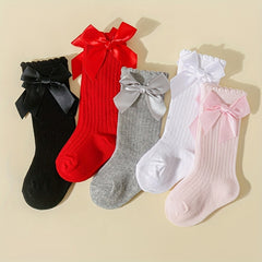 5 Pairs Girls Bowknot Socks Breathable Comfort Sport Socks for Kids