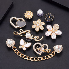 14Pcs Rhinestones Flowers Shoe Charms for Girls Women Chain Shoe Charms