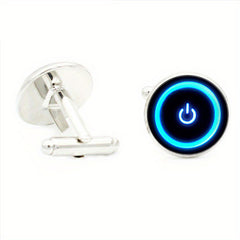 Glass Gem On Off Button Cufflinks for Men