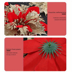 10pcs Glitter Poinsettia Flowers Christmas Wreath Tree Ornaments
