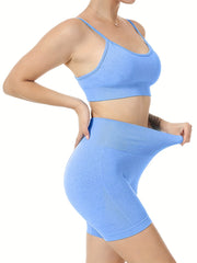Bodycon Bra & Shorts Sports Set Women's Activewear