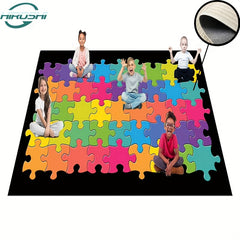Colorful Puzzle Seating Rug for Classroom, Non Slip Backing