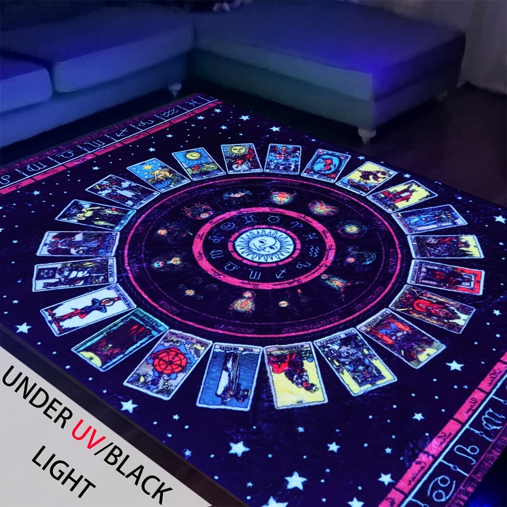 UV Light Flannel Luminous Tarot Pattern Rug Non Slip Mat