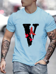 V & Pigeon Print Men's Graphic Crew Neck T shirt Casual Tee for Summer