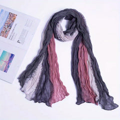 Vintage Tie Dye Voile Scarf Block Crinkle Shawl