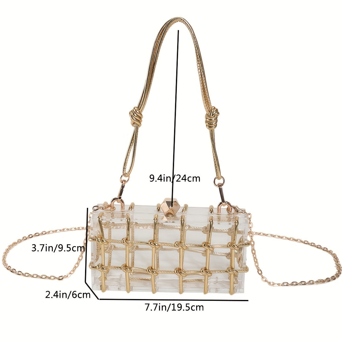 Mini Transparent Acrylic Hand Bag Solid Plaid Shoulder Bag