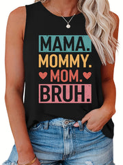 Women's Plus Size Colorful Letter Print Tank Top