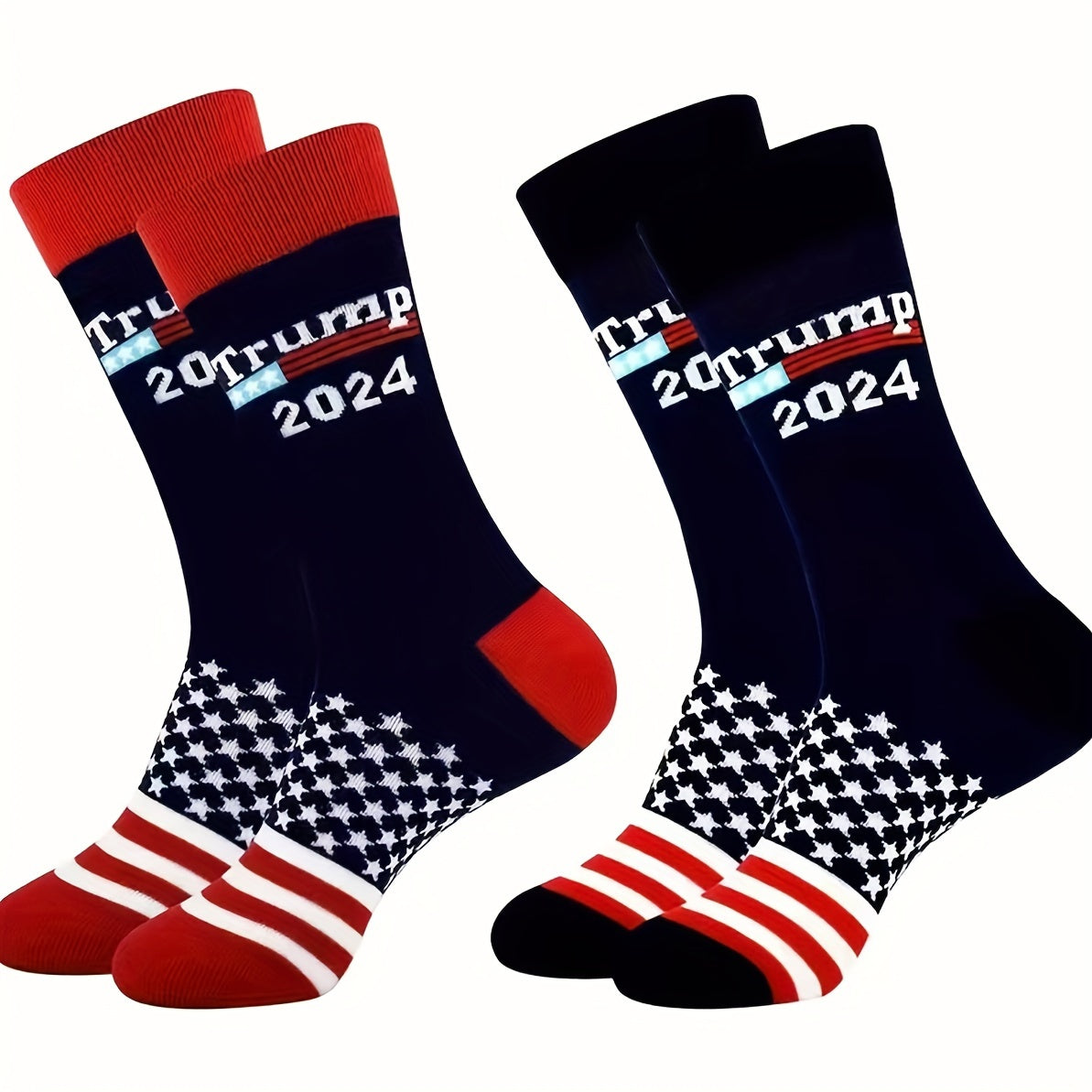 2 Pairs Striped Crew Socks for Men
