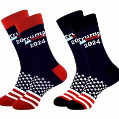 2 Pairs Striped Crew Socks for Men