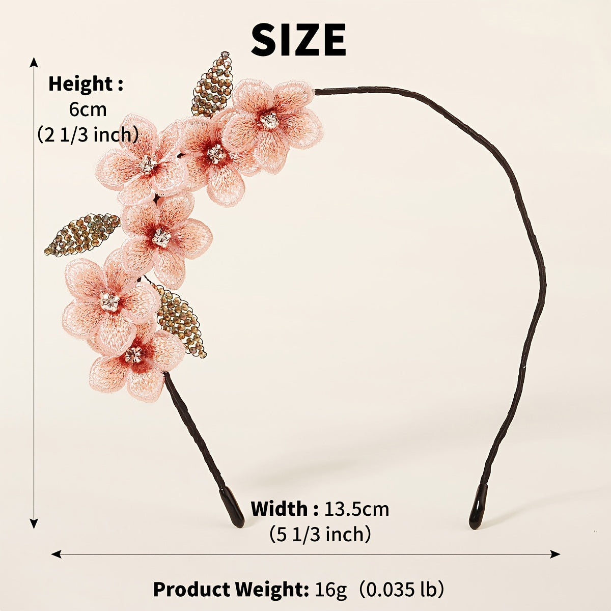 French Vintage Beaded Fabric Flower Headband