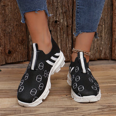 Women's Geometric Lace-Up Running Shoes Breathable Sports Sneakers