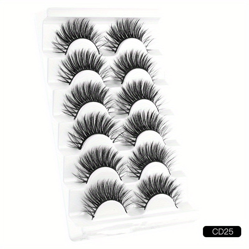 6 Pairs Natural Curling Mixed Style False Eyelashes 19 21mm Faux Mink Lashes