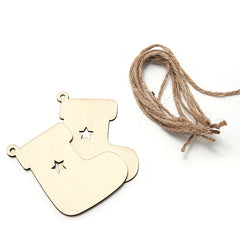 10pcs Wooden Crafts Christmas Snowflake Small Pendant DIY Wooden Chip
