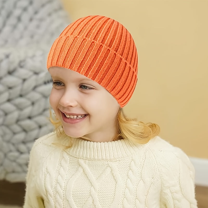 Kids' Windproof Wool Knit Beanie Hat with Ear Protection
