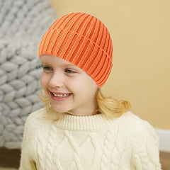 Kids' Windproof Wool Knit Beanie Hat with Ear Protection