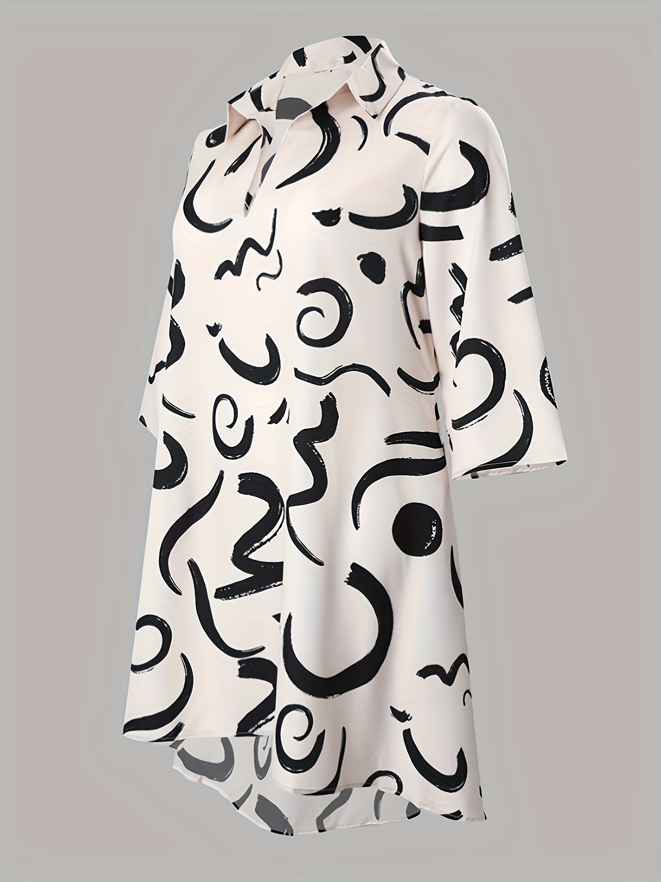 Women's Plus Graffiti Print Half Sleeve Swing Dress