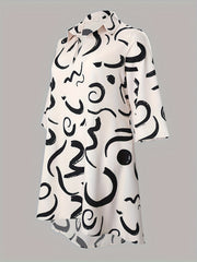 Women's Plus Graffiti Print Half Sleeve Swing Dress