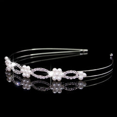 Rhinestone Faux Pearl Headband Queen Double Layer Crown Tiara Head Jewelry