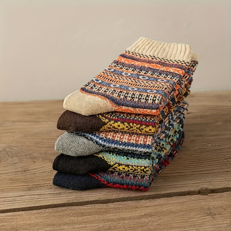 Retro Casual Thick Warm Mid calf Socks For Winter US 6 10