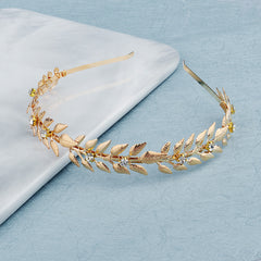 Golden Leaf Rhinestone Hairband Headband Princess Tiara