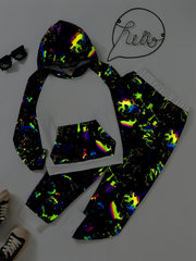 Graffiti Graphic Boys Hooded Sweatshirt & Sweatpants Set