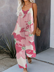 Boho Tie Dye Spaghetti Jumpsuit Vacation Sleeveless Wide Leg Summer Jumpsuit