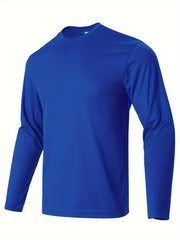 Men's Crew Collar Long Sleeve Stretch Tee for Fitness Activities