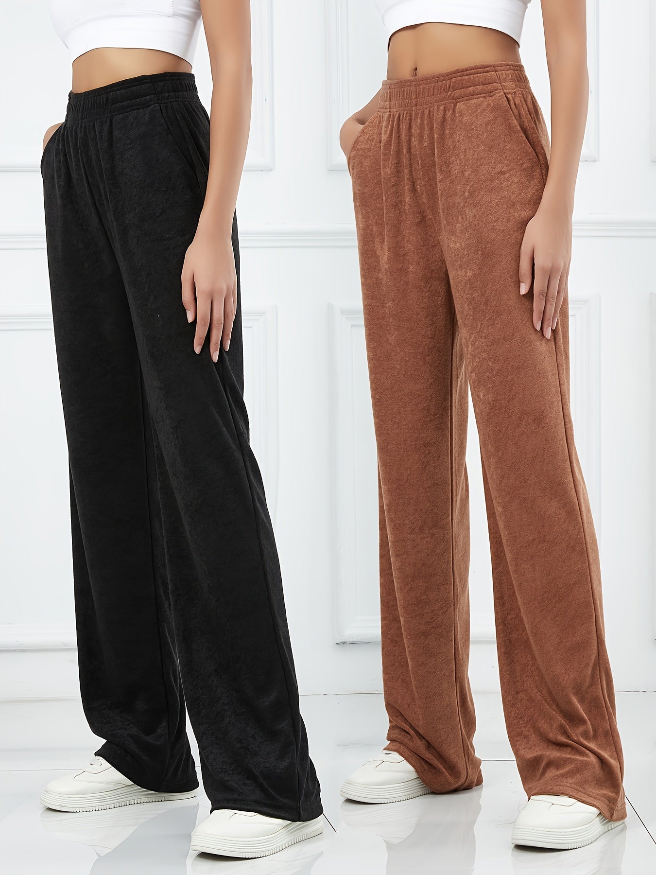 Solid Straight High Waist Running Jogger Pants Women's Activewear