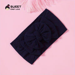 Baby Girls Bowknot Solid Headband Soft Nylon Elastic Hair Bands