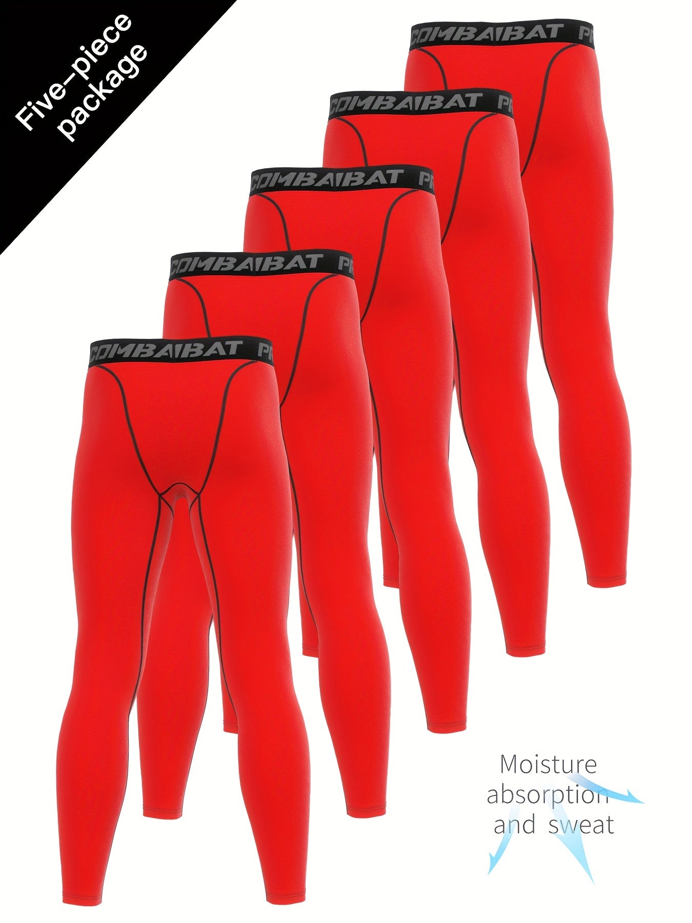Men's 5pcs Solid Leggings Quick Dry Sports Compression Pants