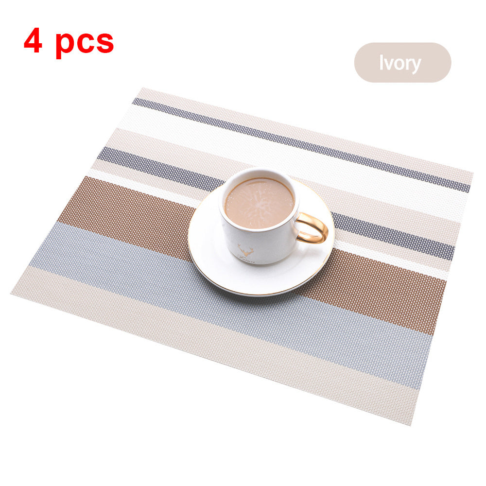 Set of 4 Woven Vinyl Stripes Placemats - Washable & Reusable