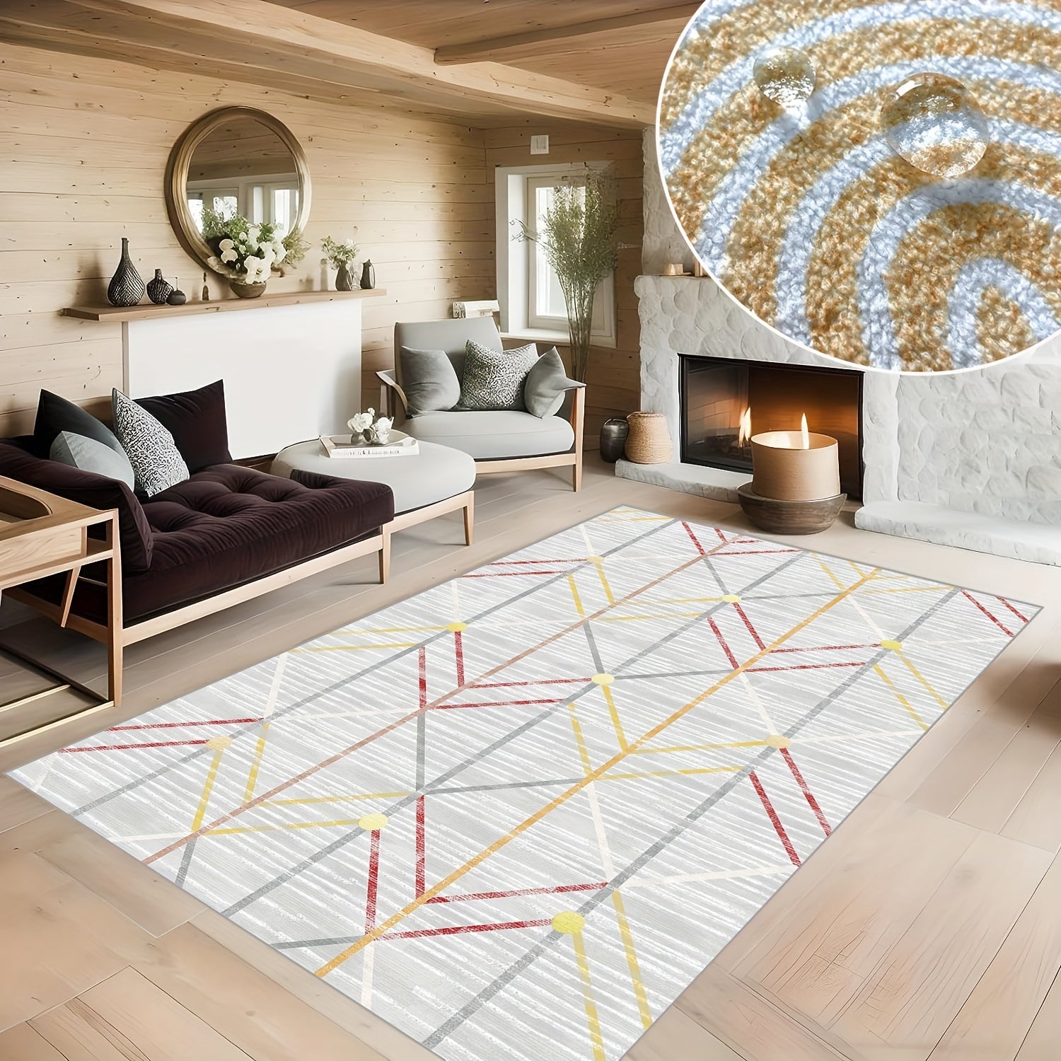 Modern Geometric Carpet Floor Mat Soft Non Slip Area Rugs for Living Bedroom