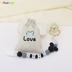 2pcs Personalized Pacifier Clip With Name Customized Chain Silicone
