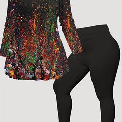 Women's Plus Splash Print Tee & Legging Set