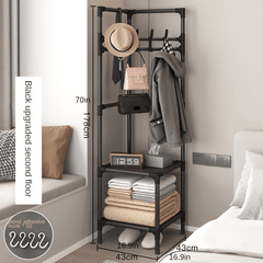 Standing Coat Rack with Storage Shelves & Hooks for Foyer, Living Room, Bathroom