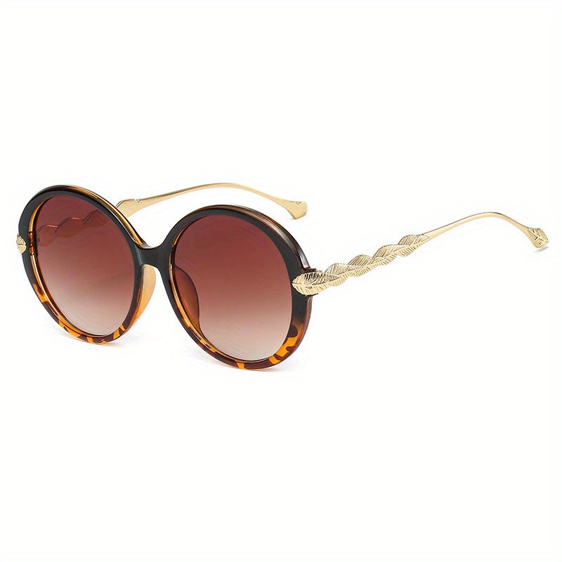 Gradient Frame Sunglasses Leaf Metal Temple UV400
