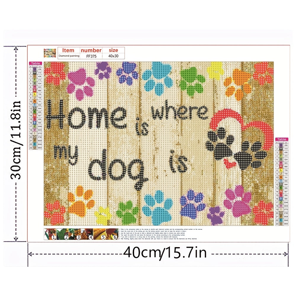 Dog Paw Diamond Art Kit - DIY Full Round Diamonds - Home Crafts 40x30cm