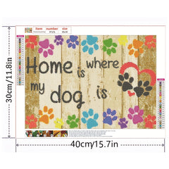 Dog Paw Diamond Art Kit - DIY Full Round Diamonds - Home Crafts 40x30cm